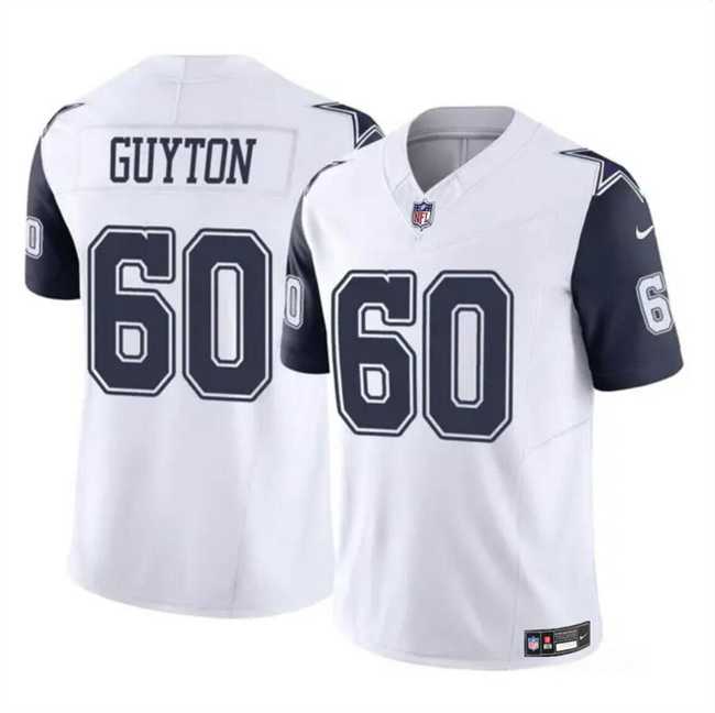 Men & Women & Youth Dallas Cowboys #60 Tyler Guyton White 2024 Draft F.U.S.E Color Rush Limited Stitched Jersey